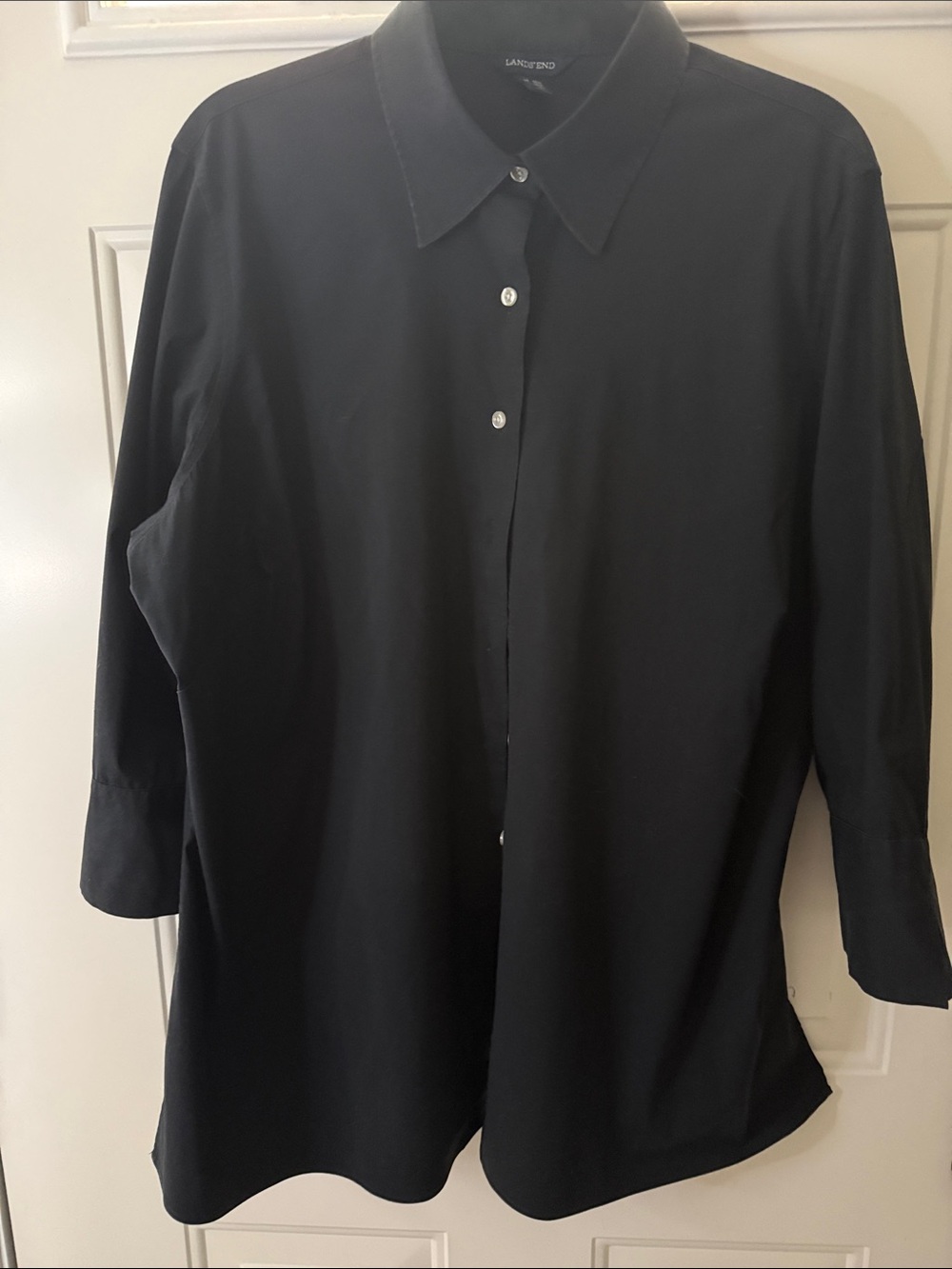 Lands' End Black Women's Button-Down Shirt